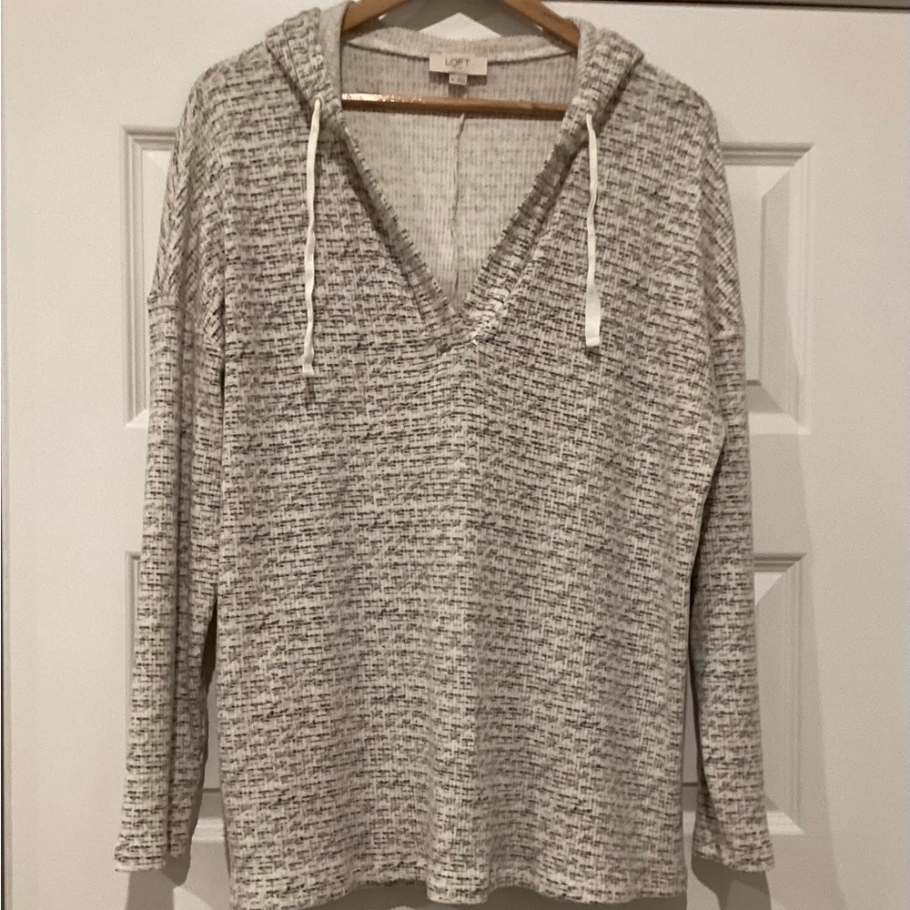 LOFT Light Gray Ribbed Sweater